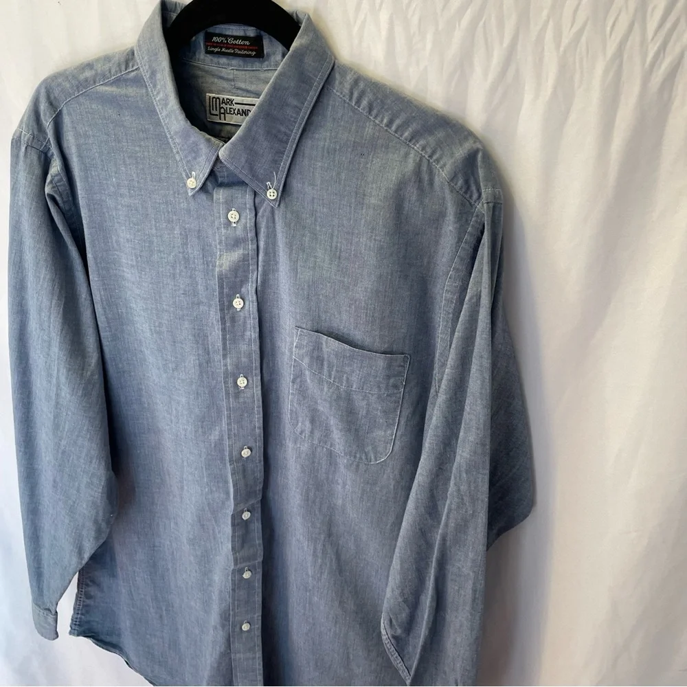 Mark‎ Alexander Cotton Chambray Button Down Shirt 17-36 Tall Capsule Office Work